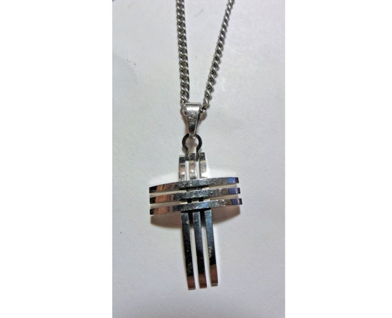 Vintage Cross Pendant Necklace Stainless Steel wi… - image 1