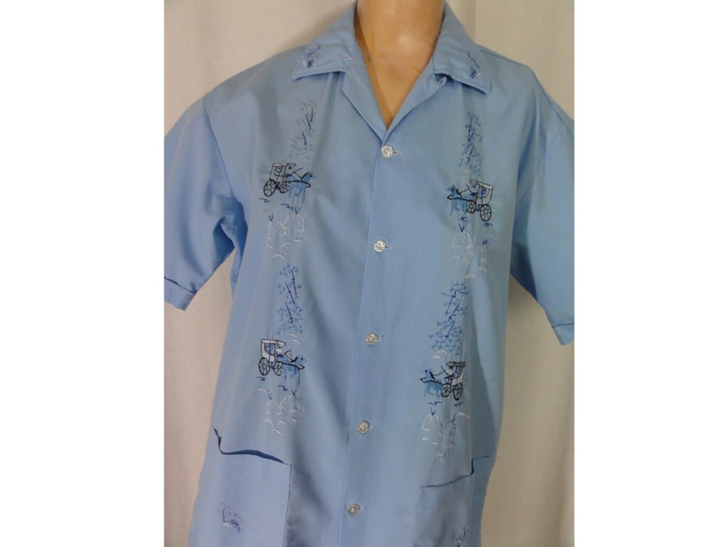 Embroidered Blue Cotton Vintage 60s Men's Philippine - Etsy