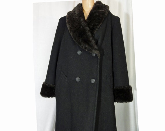 Vintage 1980s Coat Black Midi Length Wool Princes… - image 4