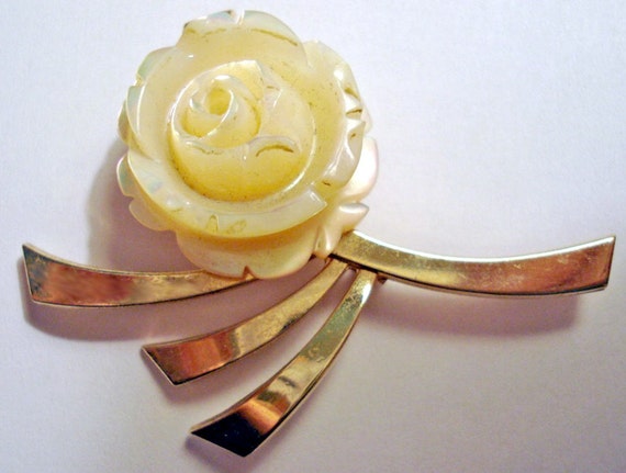 Vintage 1960s Brooch Rose Pin 12KGF Gold Filled C… - image 2