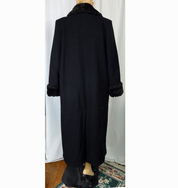 Vintage 1980s Coat Black Midi Length Wool Princes… - image 6