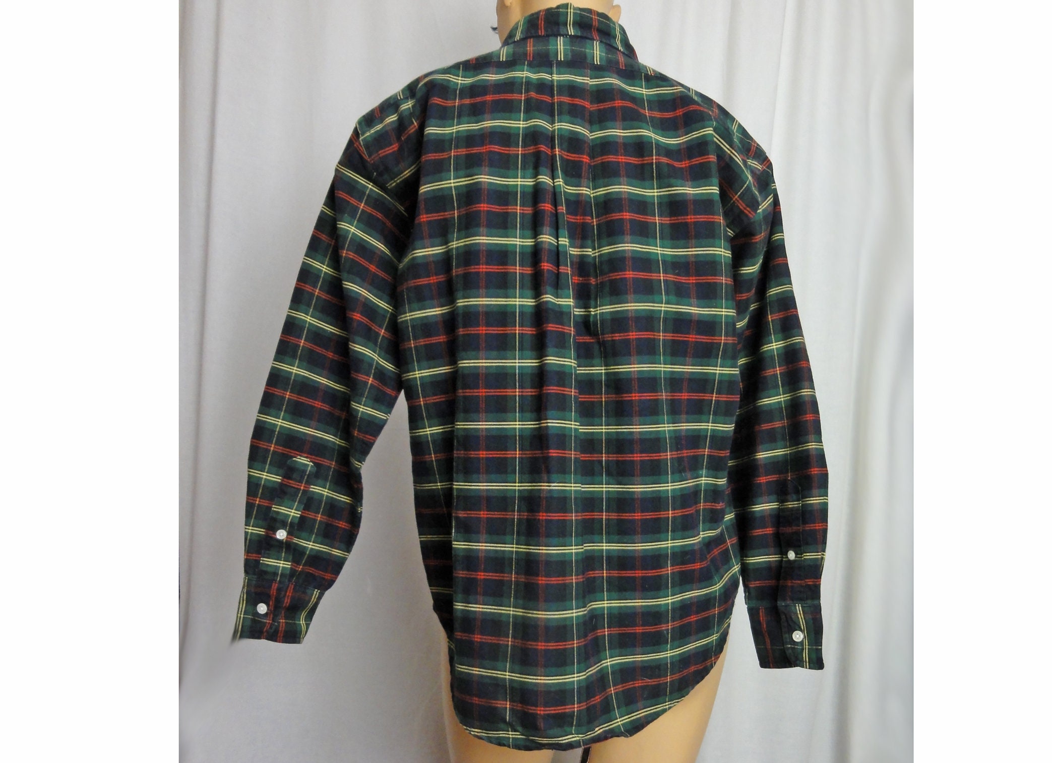 Ralph Lauren Polo Sport Blouse Navy Green Red Plaid Cotton - Etsy