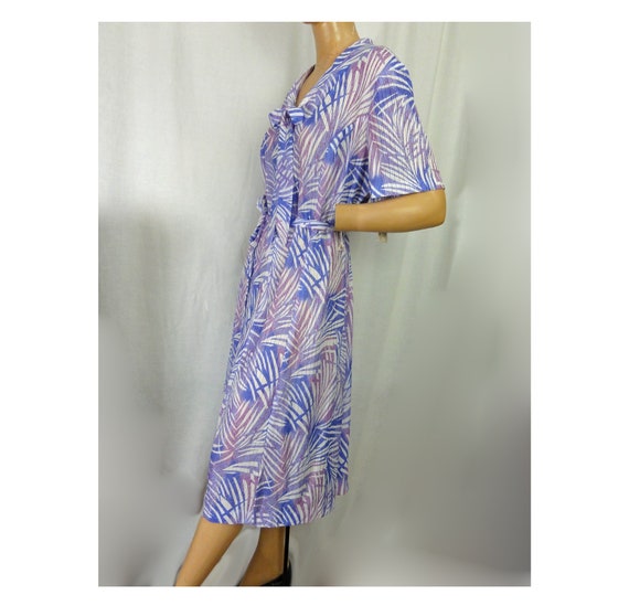 Vintage 1970s Dress Purple & White Abstract Print… - image 6