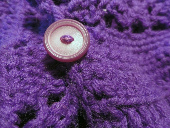 Vintage 1970s Purple Knit Poncho Cardigan Cape Fr… - image 6