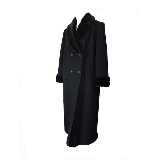 Vintage 1980s Coat Black Midi Length Wool Princes… - image 2