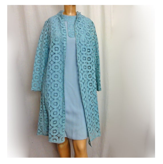Mod 1960s Party Dress Two Piece Set Baby Blue A L… - image 4