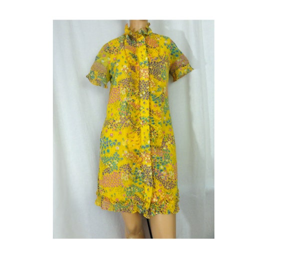 Mod Vintage 1960s Robe Ruffled Mini Dress Houseco… - image 3