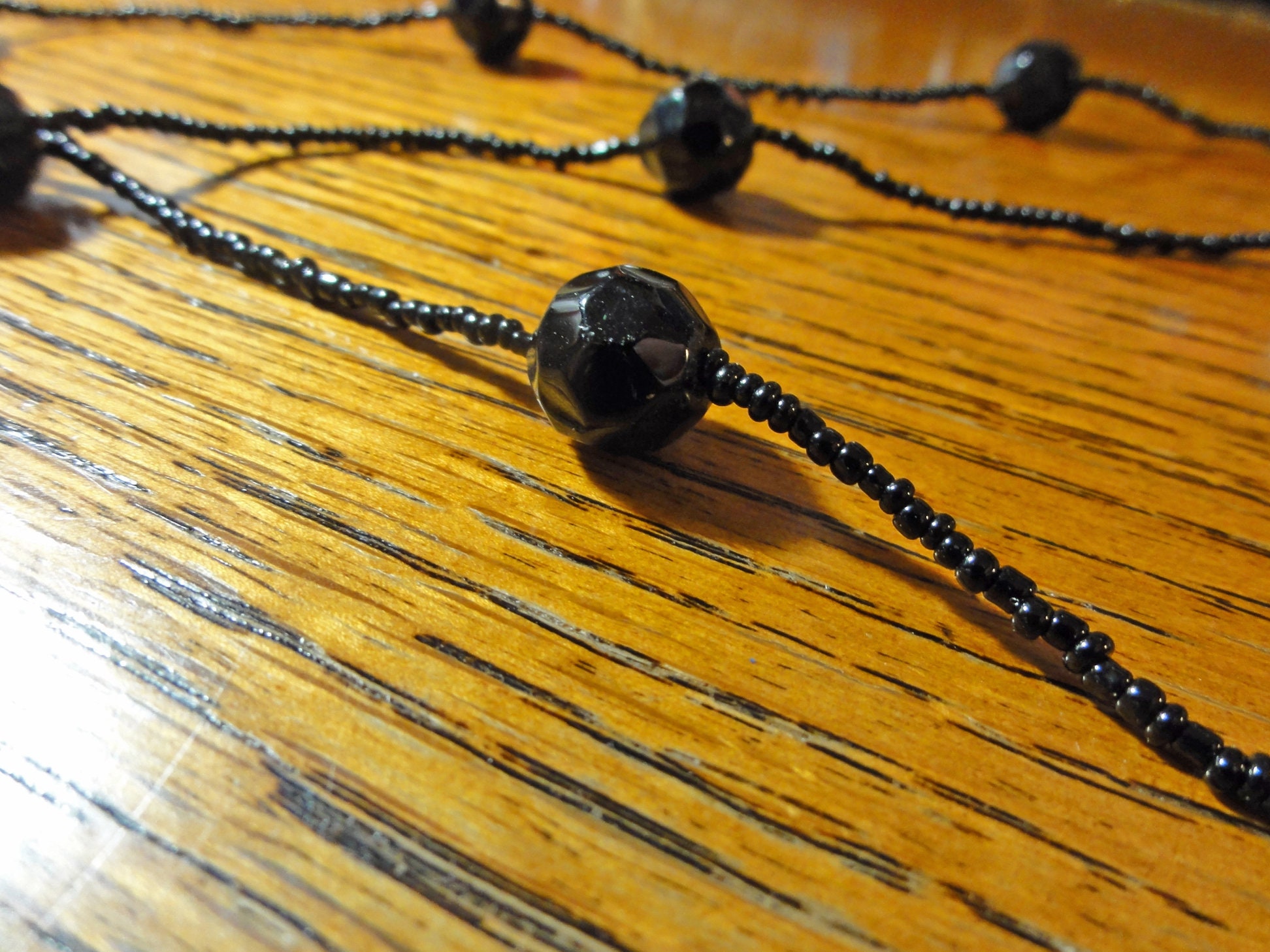 アンティーク 1920 年代 ビーズ フレンチ ジェット ネックレス ロング