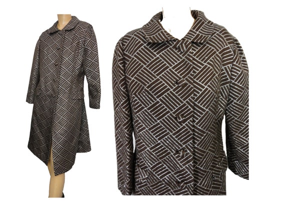 Vintage 70s Evening Coat /Jacket Brown and Silver