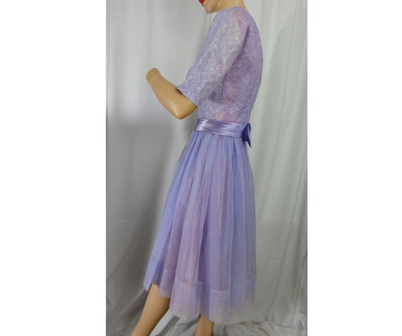 Vintage 1950s Evening Dress Cocktail Gown Lilac P… - image 5