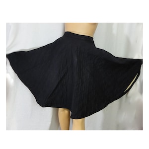 Vintage 1950s Black Quilted Full Circle Skirt Swing Dance Rockabilly XXS - XS