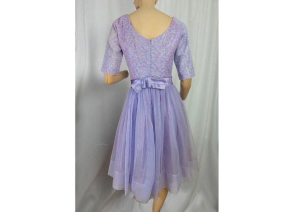 Vintage 1950s Evening Dress Cocktail Gown Lilac P… - image 7