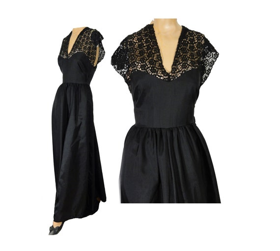 black 1950s prom dress Vintage inspired Tea Length Black 50s Prom Dress with Pockets 50s style  Bridesmaid Dress