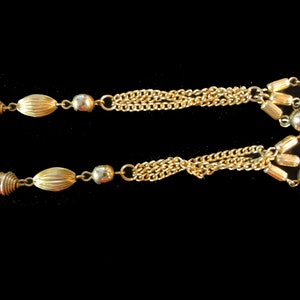 Collier Lariat pompon vintage des années 1960 Fashionette Sarah Coventry doré