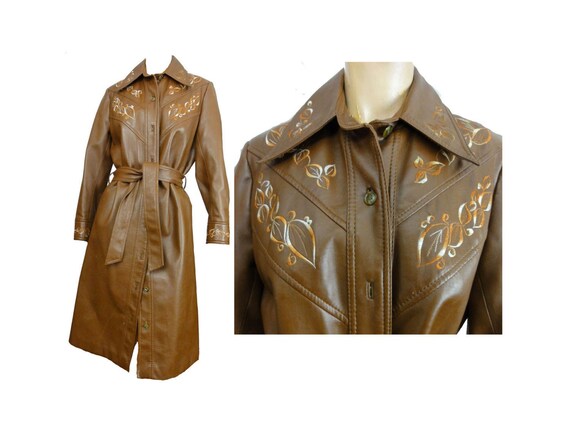 Boho Hippie 70s Coat Floral Embroidery Vintage Fau
