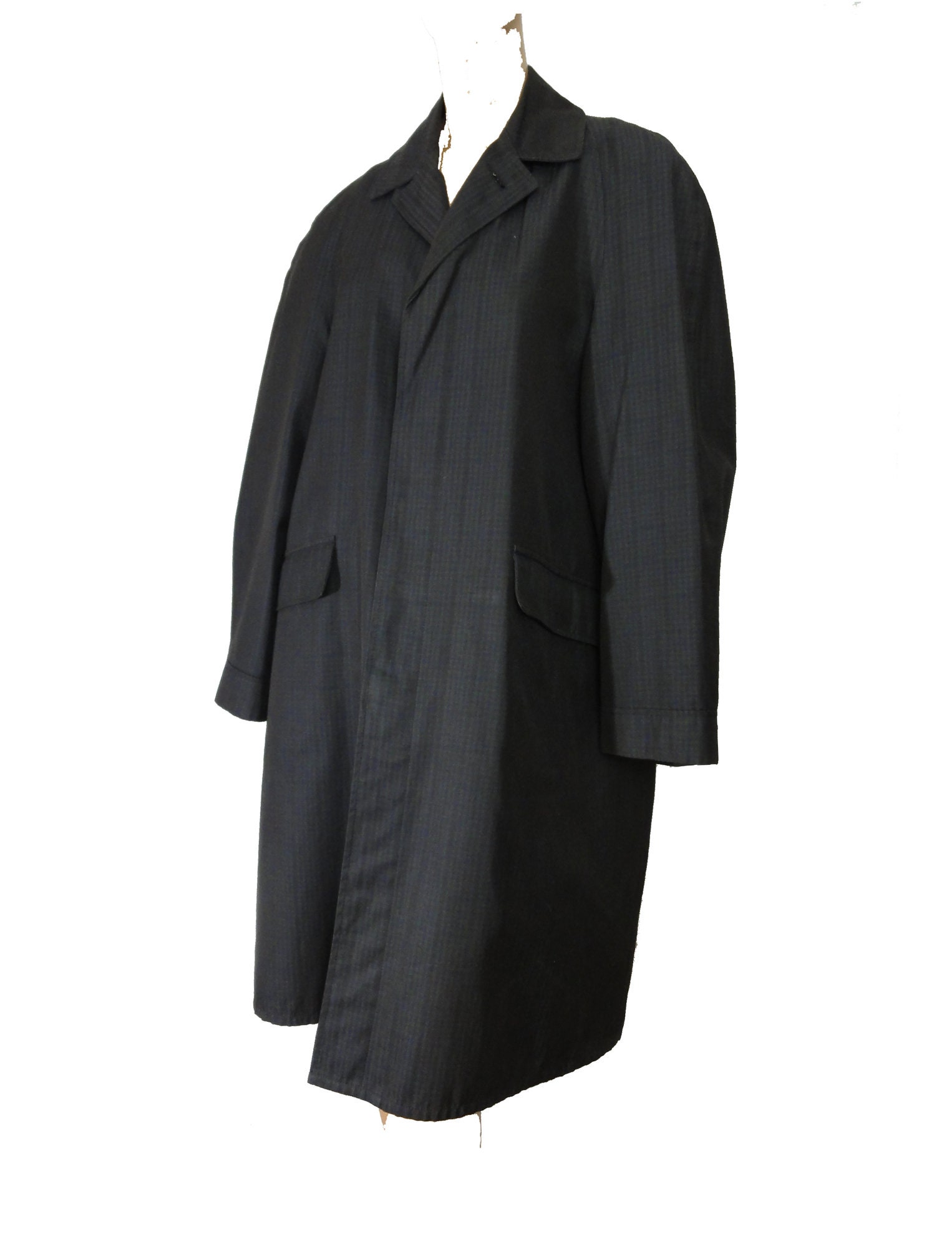 Vintage Men's 1950s Raincoat alligator Overcoat Charcoal Gray Plaid ...