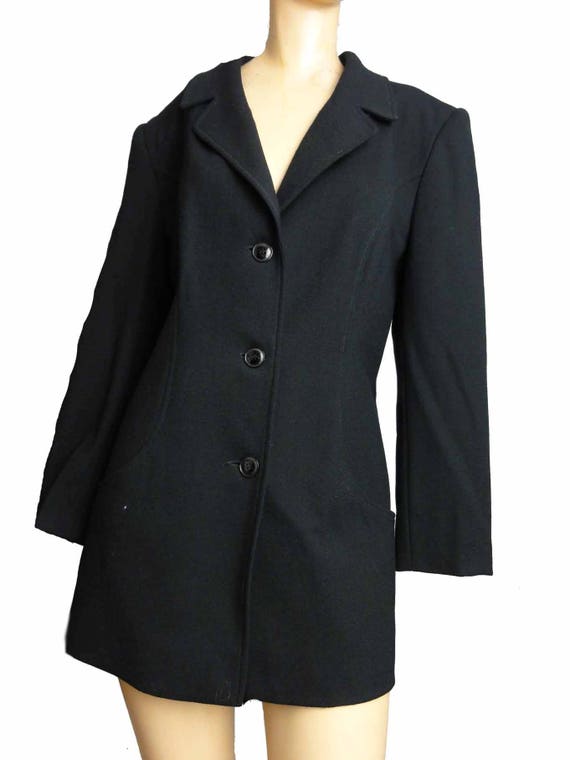 Lilli Ann Vintage 1980s Blazer Black Wool Long Bo… - image 2