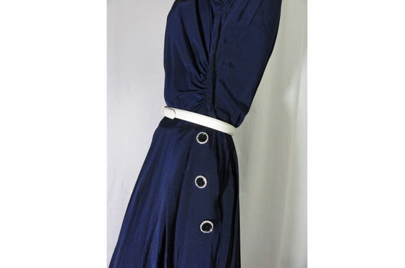 Vintage 1950s Dress Navy Blue Cocktail Party Gown… - image 6