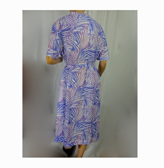 Vintage 1970s Dress Purple & White Abstract Print… - image 7