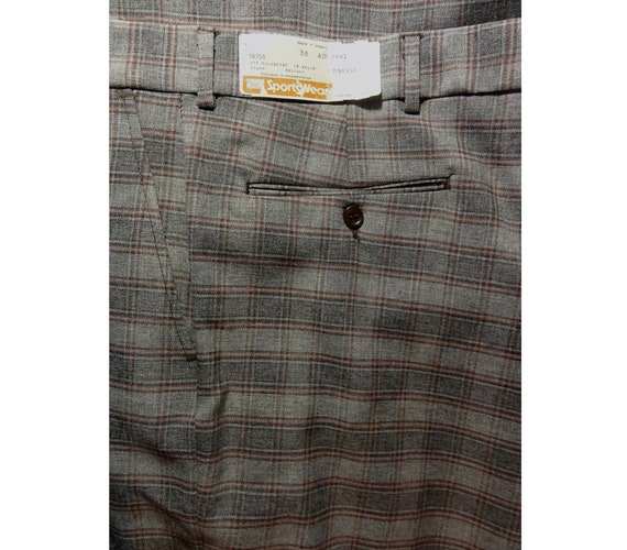 Vintage 1970s Deadstock Pants Slacks Sears Plaid … - image 2