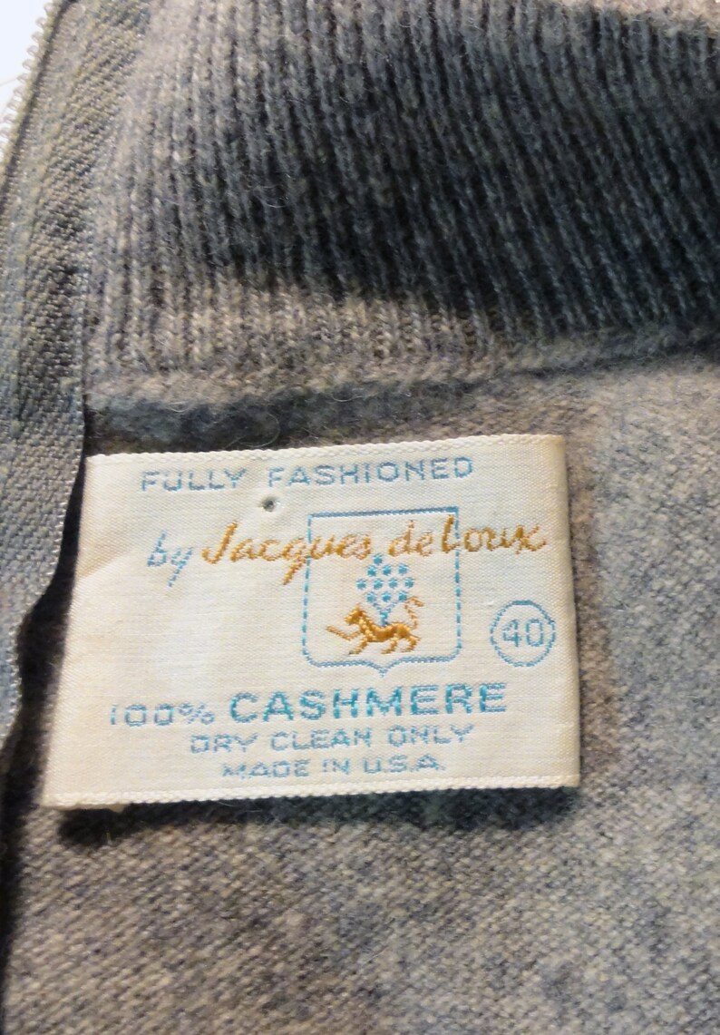 Gray Cashmere Vintage 60s Sweater Mock Turtleneck Long Sleeves | Etsy