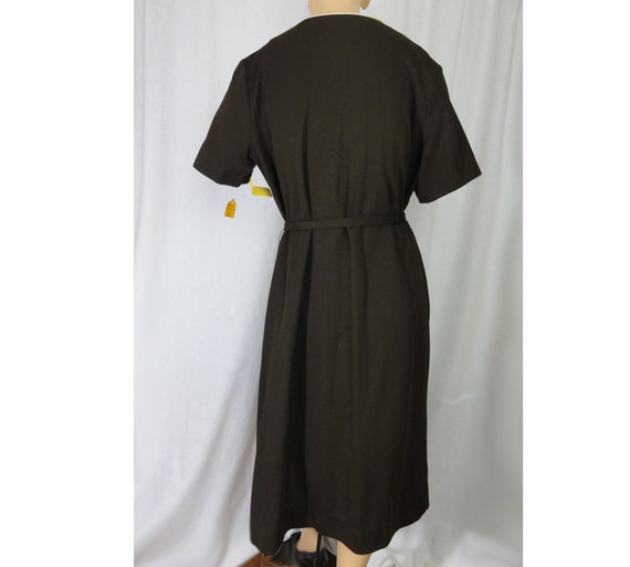 NOS Vintage 1960s-1970s Dress Brown Polyester / B… - image 7