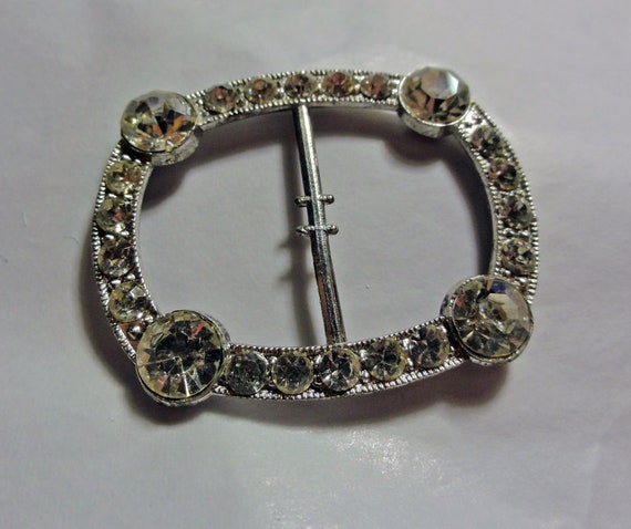 Vintage 1950s’ clear rhinestone buckle