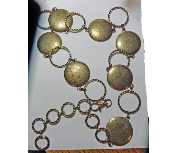Vintage 1980s Chain Belt Antiqued Goldtone Metal … - image 2