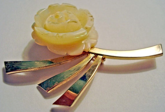 Vintage 1960s Brooch Rose Pin 12KGF Gold Filled C… - image 3