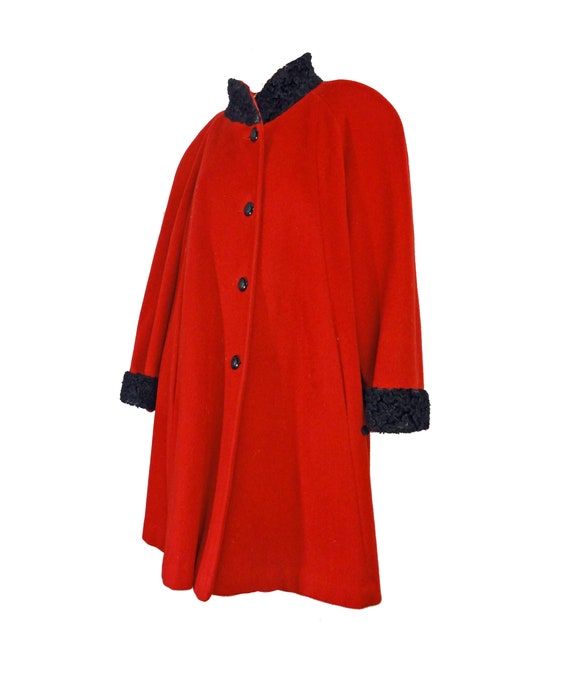 Vintage 80s Coat Red Wool Swing Coat 