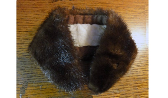Mink Collar Vintage 50s Fur Collar Genuine Dark Mi
