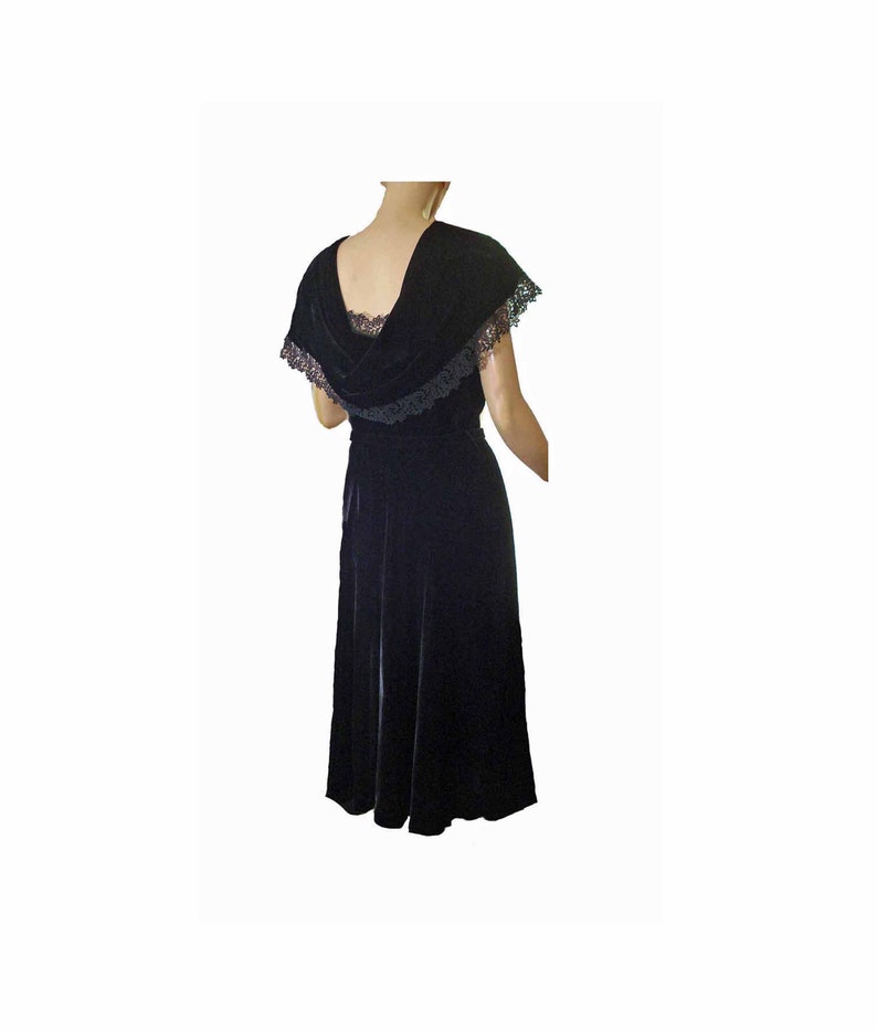 1950s Party Dress Black Velvet and Lace Evening Dress Gothic - Etsy