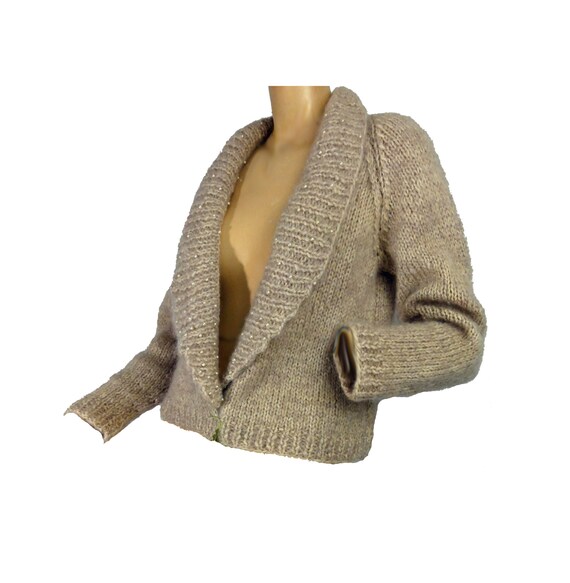 Vintage Mohair Cardigan 80s Sweater Beige Fluffy F