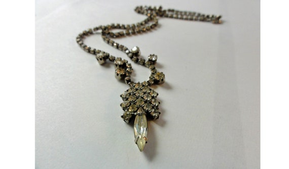 Vintage 1960s Necklace Clear Rhinestone Choker Pr… - image 5