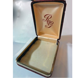 Vintage Jewelry Box Maroon Brown Velvet and Gold Retail Presentation Box