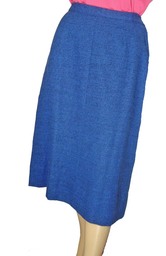 Vintage 1950s Skirt Blue Wool Secretary Schoolgir… - image 4