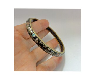 Wynameleri Bracciale Vintage Cloisonné Fiore Smaltato Oro Rosa - 3 Pezzi