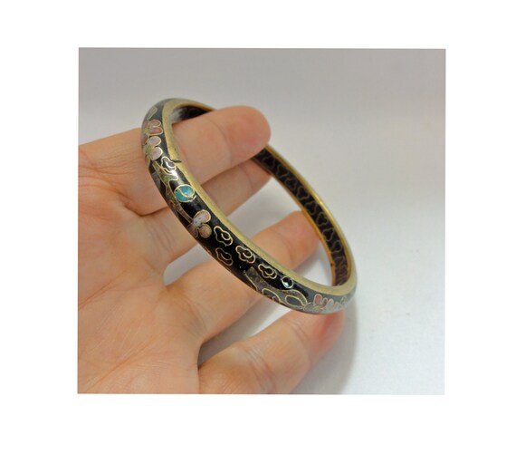 Wynameleri Bracciale Vintage Cloisonné Fiore Smaltato Oro Rosa - 3 Pezzi