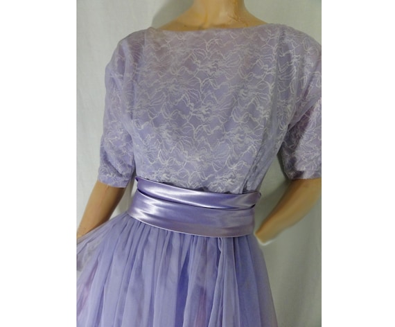 Vintage 1950s Evening Dress Cocktail Gown Lilac P… - image 2