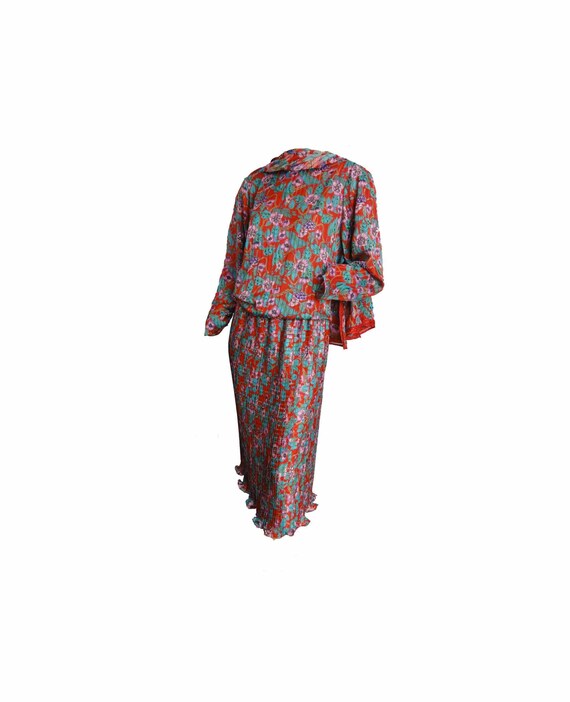 Diane Freis Vintage 80s Party Dress Red Beaded Chi
