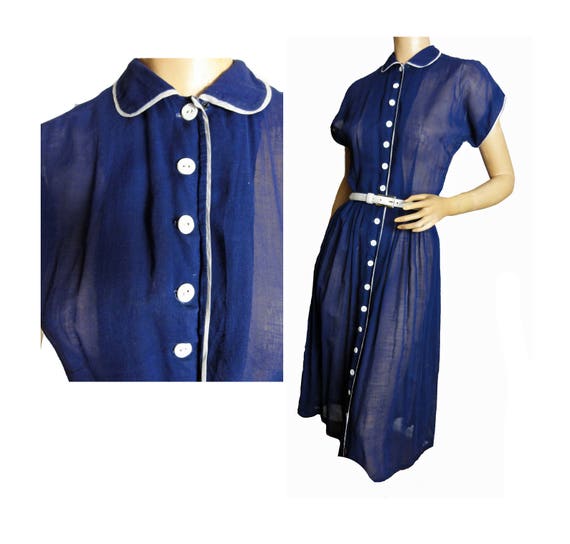 navy blue shirtwaist dress