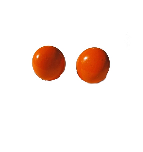 Vintage Mod 1960s Orange Screw On Button Earrings… - image 2