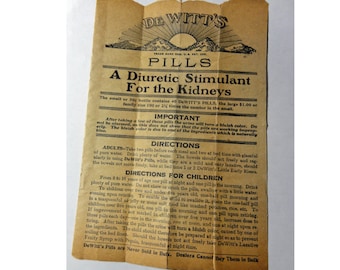 Antique Brochure Pamphlet DeWitt's Pills A Diuretic Stimulant For the Kidneys