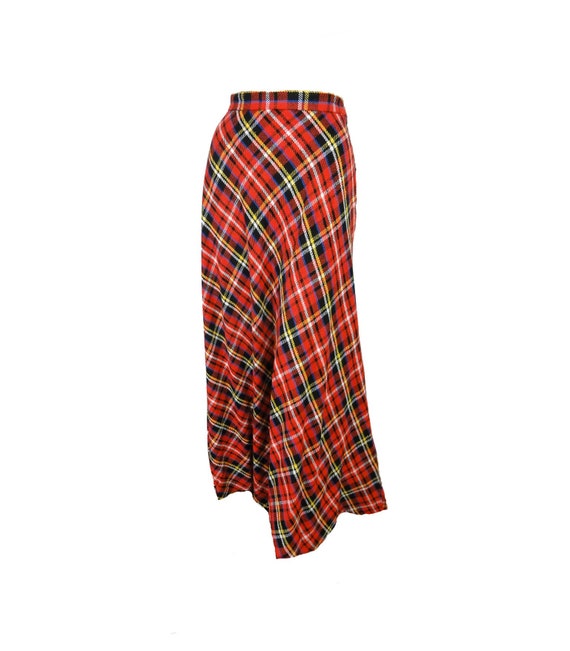 Red Tartan Plaid Vintage 1970s Maxi Skirt A Line C