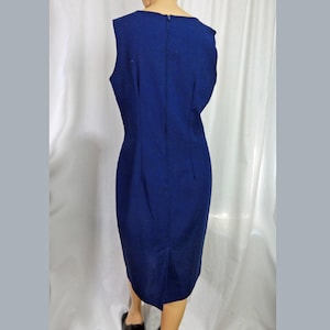 Chic 1950s Wiggle Dress Navy Blue Sheath Sleeveless Summer Frock 39 Bust image 4