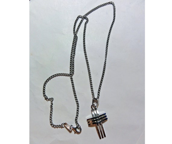 Vintage Cross Pendant Necklace Stainless Steel wi… - image 2