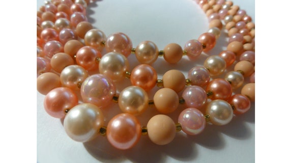 Vintage 1950s Pink Four Strand Choker Signed Japa… - image 6