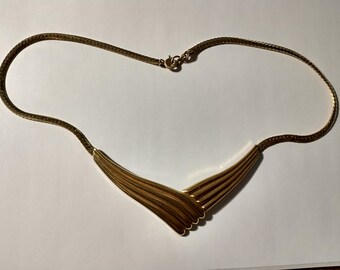 Vintage goudkleurige V-vorm chokerketting jaren 70/80 Avant-garde