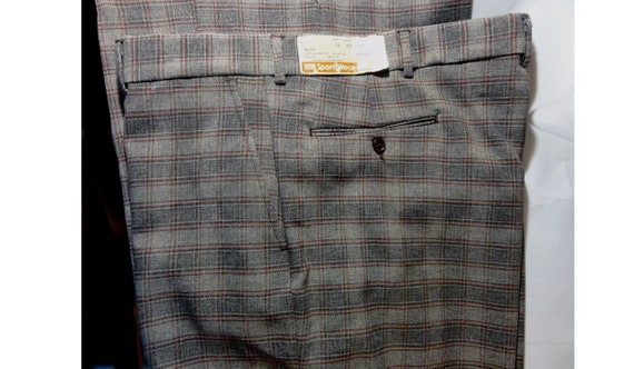 Vintage 1970s Deadstock Pants Slacks Sears Plaid … - image 3