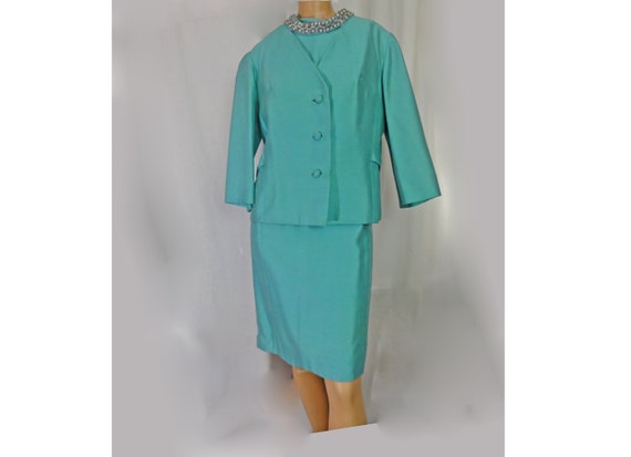 Mod Vintage 1960s Sheath Dress and Jacket Beaded … - image 3